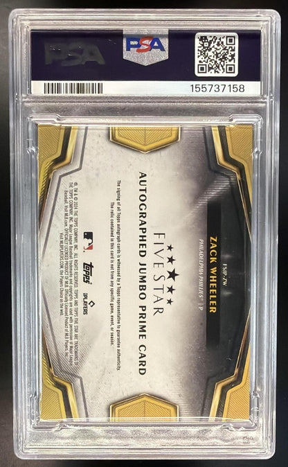 2024 Topps Five Star Zack Wheeler #FSJP-ZW Auto Jumbo Prime Relic /50 PSA 7