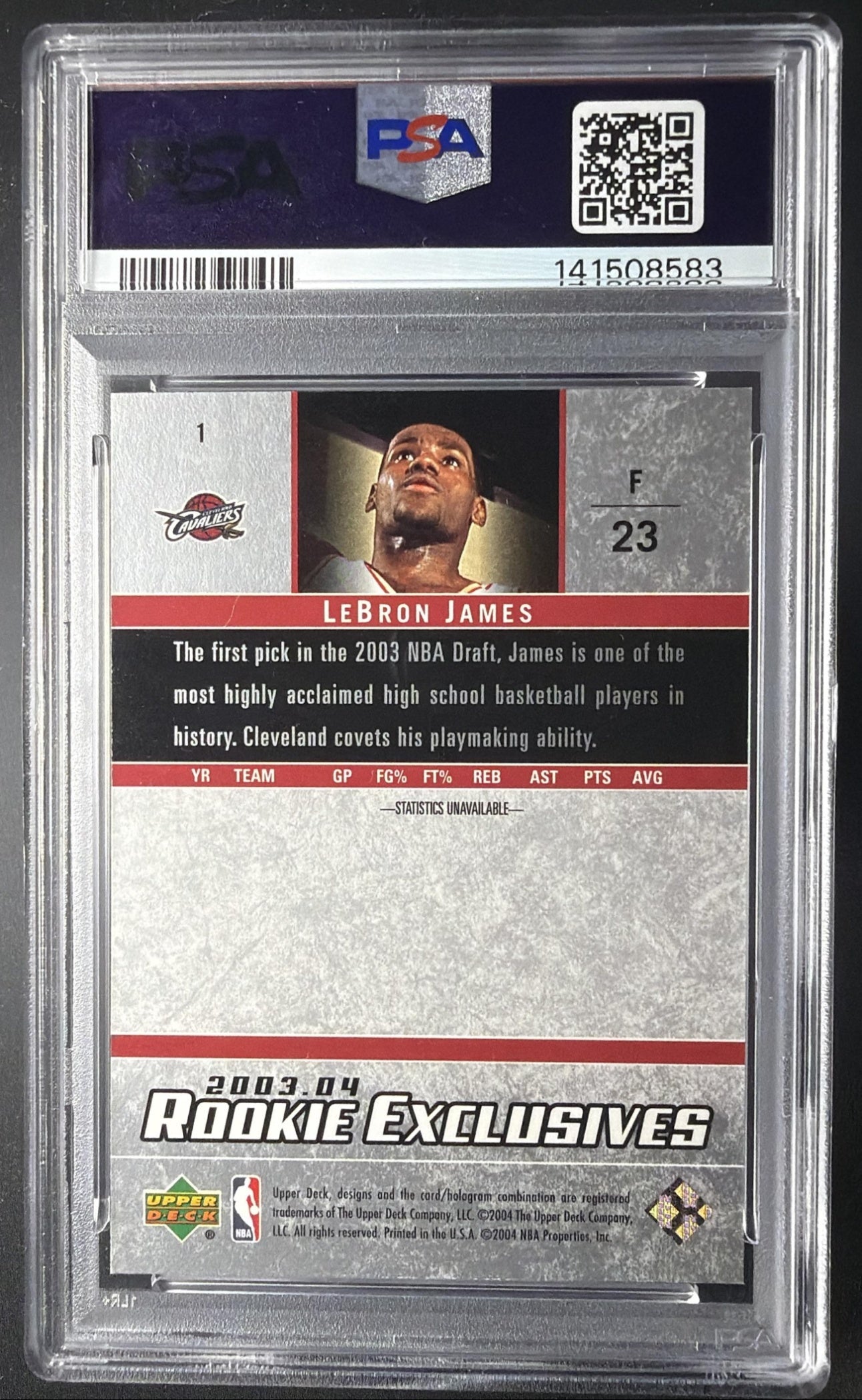 2004-05 Upper Deck Collectibles LeBron James Rookie Exclusives #1 PSA 9