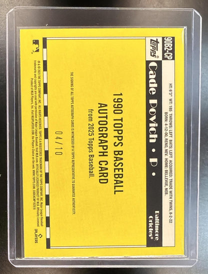2025 Topps Cade Povich #90B2-CP 1990 Anniversary Black Auto 04/10 RC