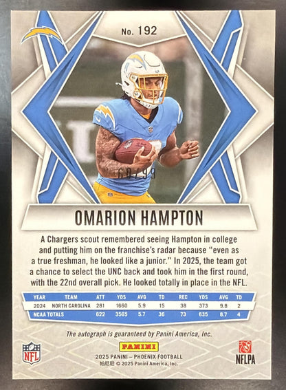 2025 Panini Phoenix Omarion Hampton #192 Bronze Pandora Auto 68/99 RC