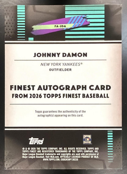 2026 Topps Finest Johnny Damon #FA-JDA Auto Orange Geometric Refractor 8/25