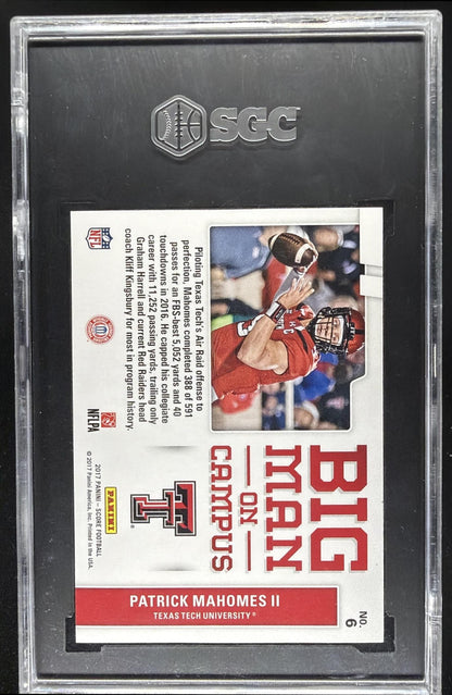 2017 Panini Score Patrick Mahomes II #6 Big Man on Campus RC SGC 9.5