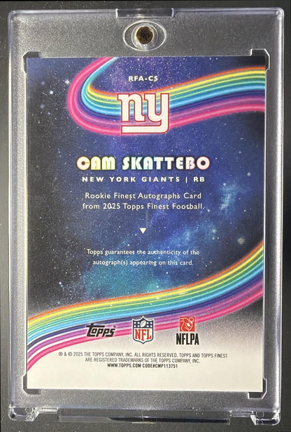 2025 Topps Finest Cam Skattebo #RFA-CS Rookie Auto Red Refractor 2/5 RC