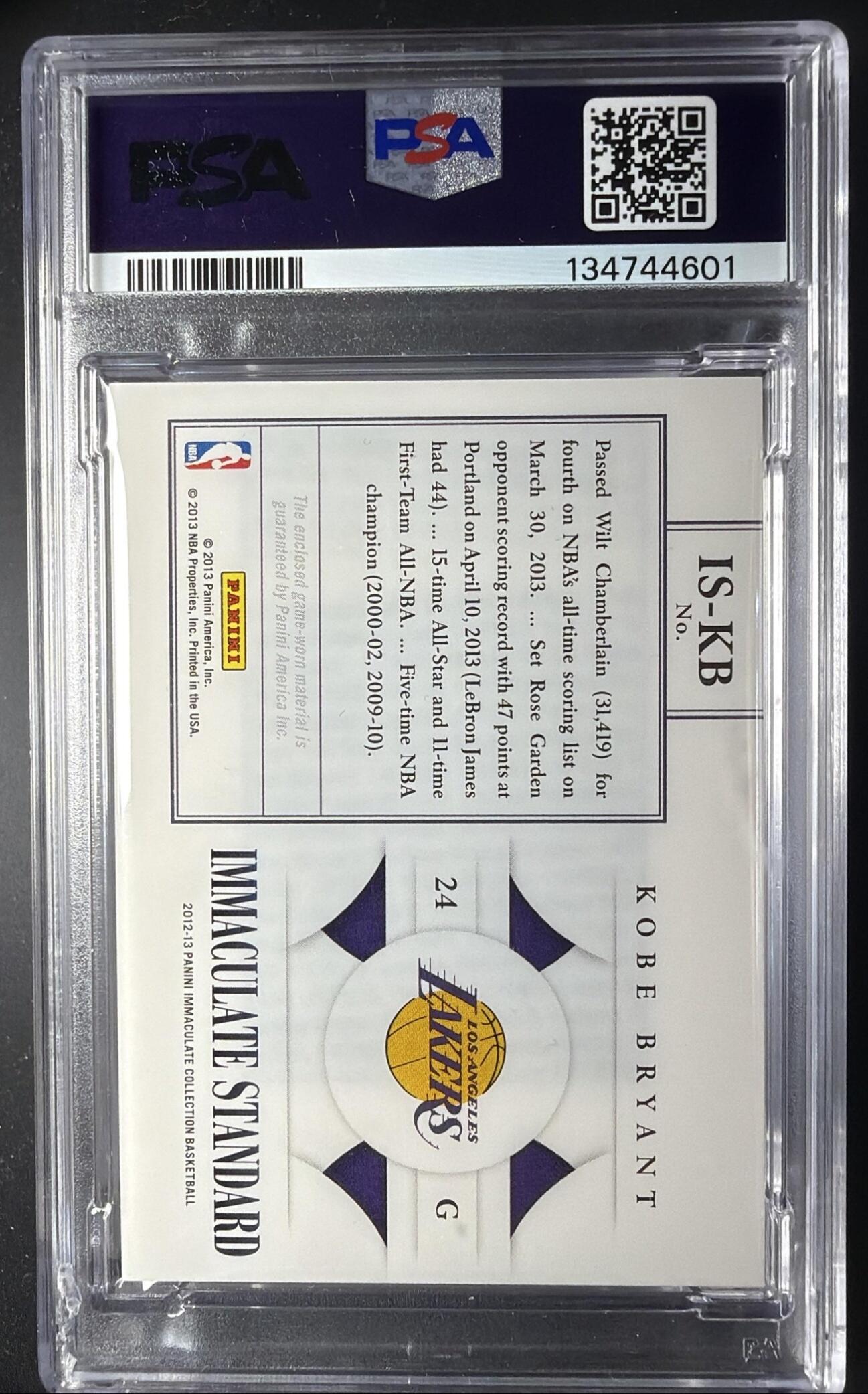 2012-13 Panini Immaculate Collection Kobe Bryant #IS-KB Standard 61/75 PSA 9