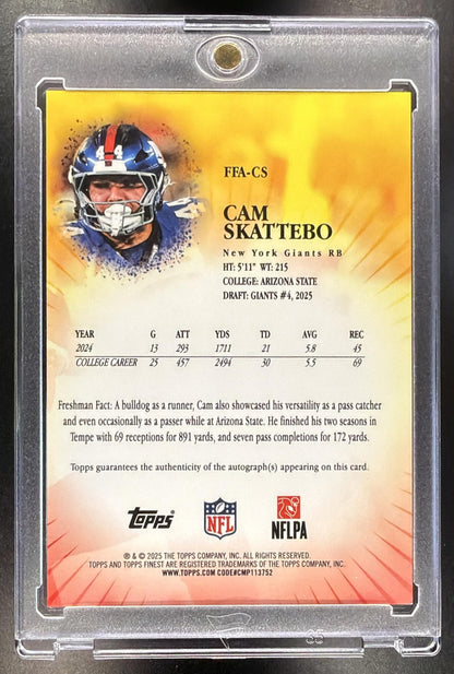 2025 Topps Finest Cam Skattebo #FFA-CS Freshman Auto RC
