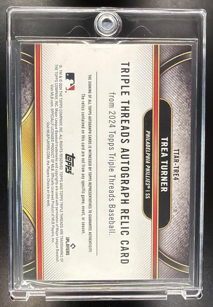 2024 Topps Triple Threads Trea Turner #TTAR-TRE4 Auto Relics Purple /27