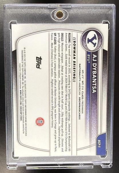 2025-26 Bowman AJ Dybantsa #BCP-1 Chrome Aqua X-Fractor 104/125 1st Prospect