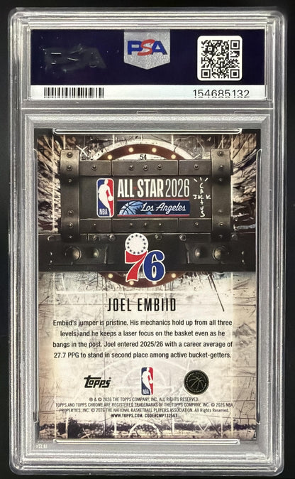 2025 Topps Chrome Cactus Jack Basketball Joel Embiid #54 Red Refractor /5 PSA 10