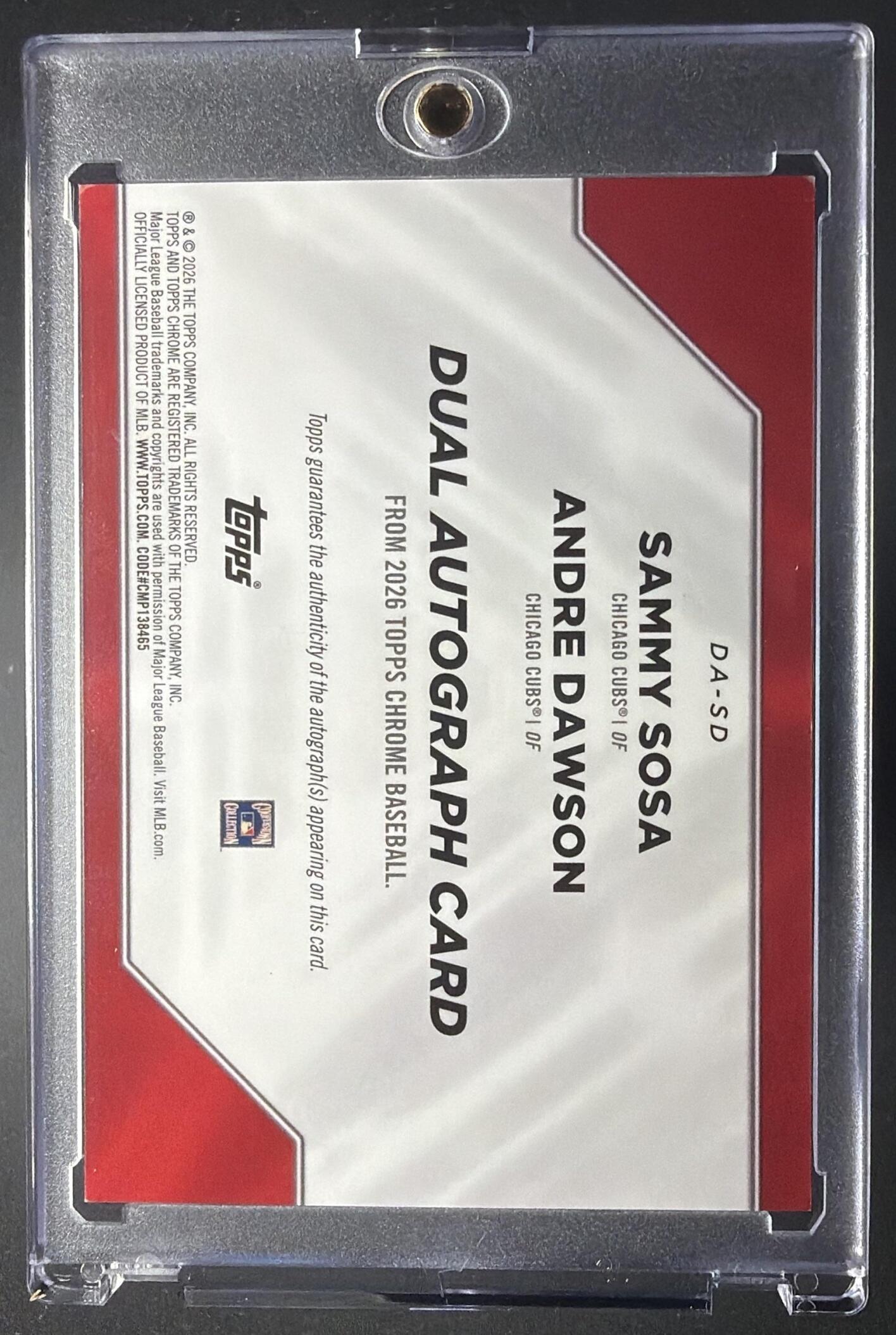 2026 Topps Chrome Sammy Sosa Andre Dawson #DA-SD Dual Auto 4/25 SSP