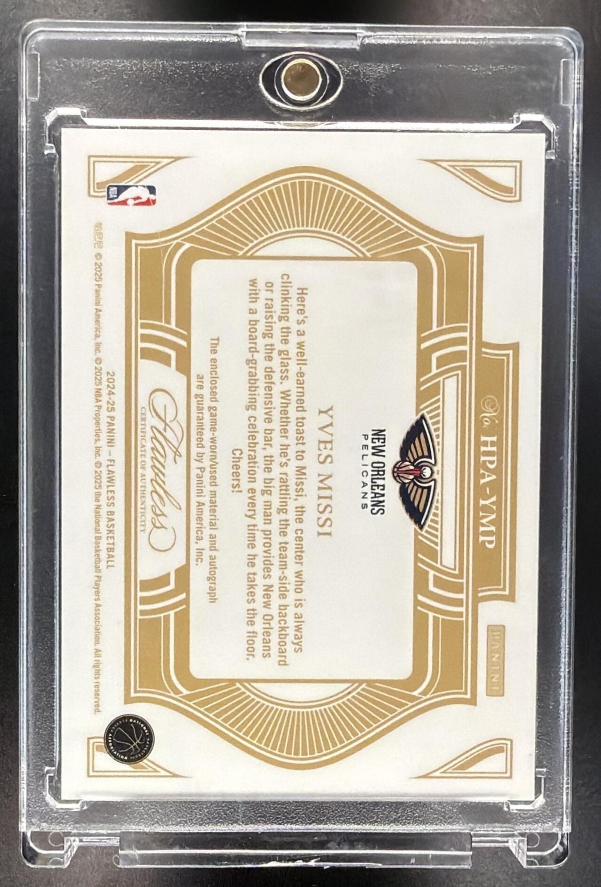 2024-25 Panini Flawless Yves Missi #19 Patch Auto Ruby 9/15 RC