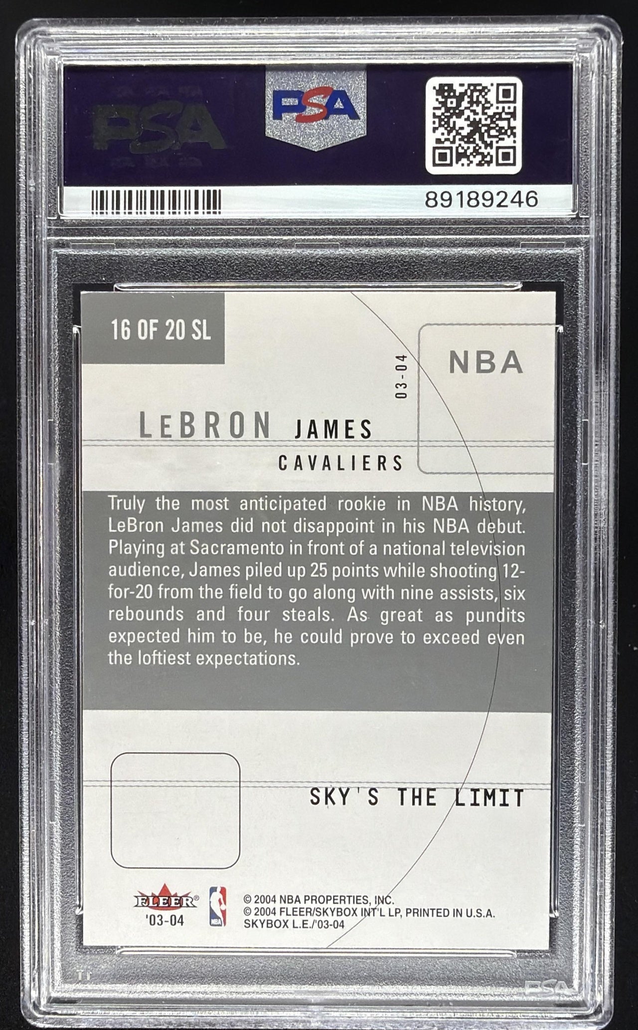 2004-05 Fleer Skybox L.E. LeBron James #23 RC PSA 9