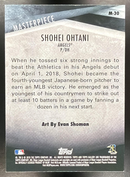 2018 Topps Gallery Shohei Ohtani #M-30 Masterpiece RC