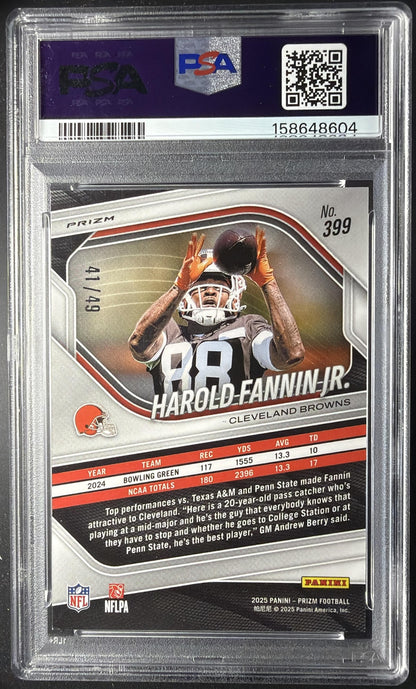 2025 Panini Prizm Harold Fannin Jr. #399 Red Shimmer 41/49 RC PSA 9