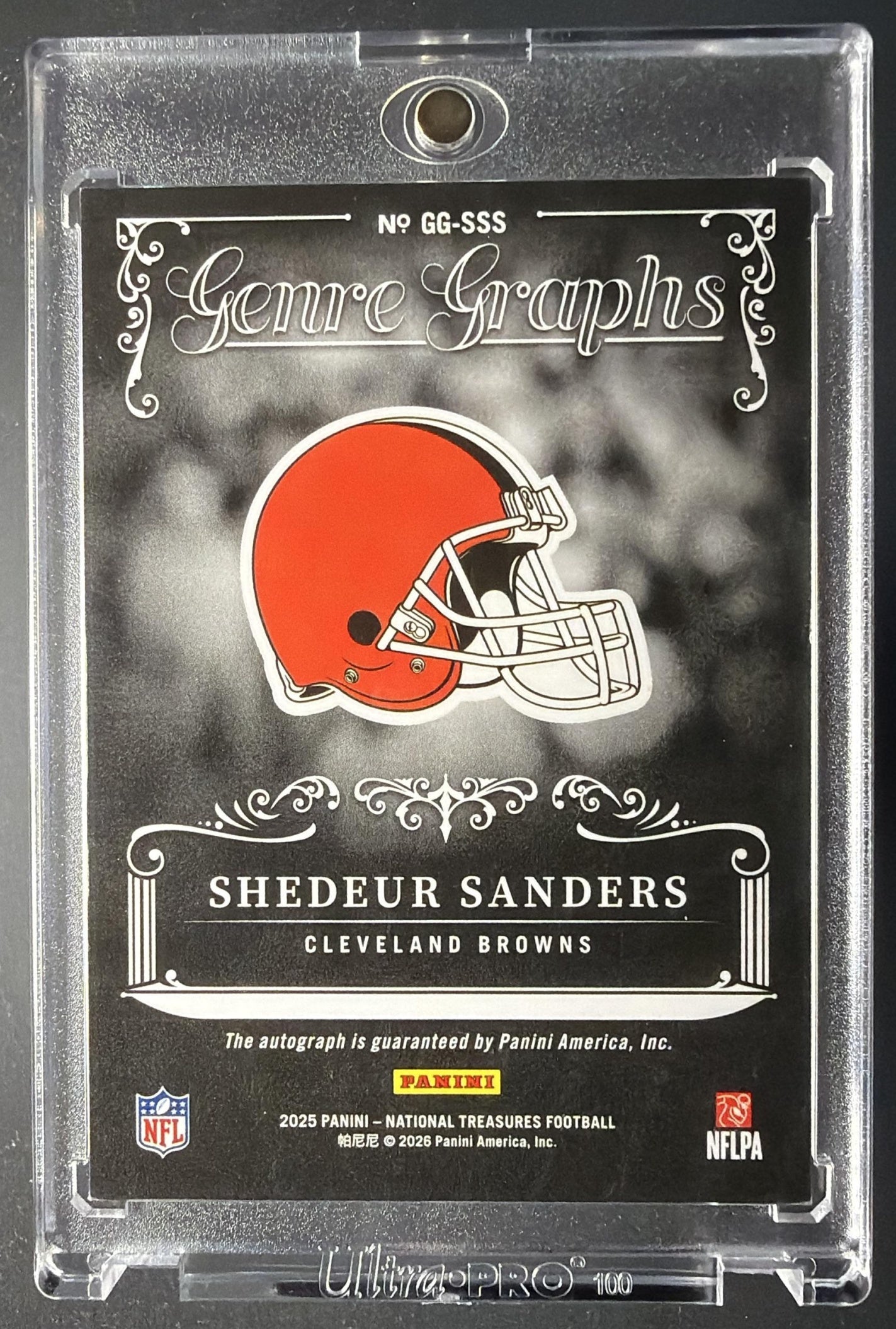 2025 Panini National Treasures Shedeur Sanders #GG-SSS Genre Graphs Auto Holo Gold /10 RC