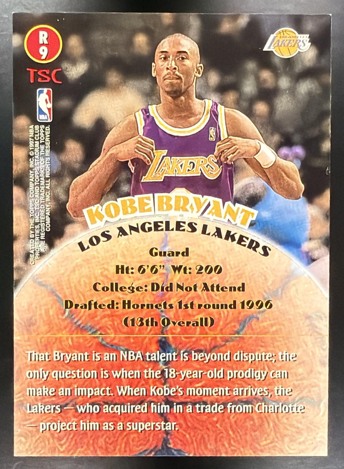 1996-97 Topps Stadium Club Kobe Bryant #R9 Rookies Series Two RC
