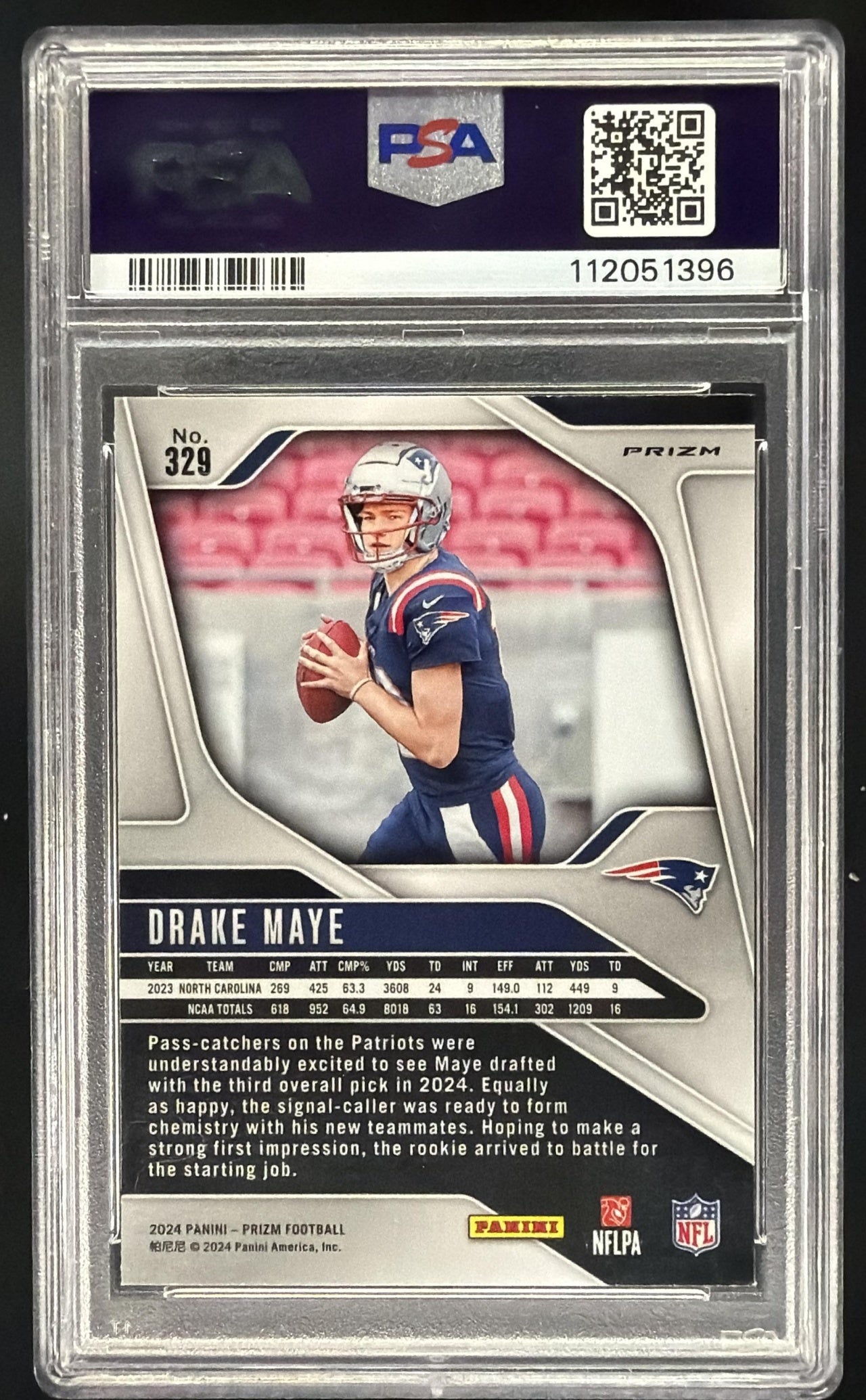 2024 Panini Prizm Drake Maye #329 Silver RC PSA 9