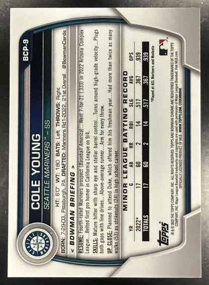 2024 Bowman Sapphire Baseball Cole Young #BCP-112 Orange 19/50