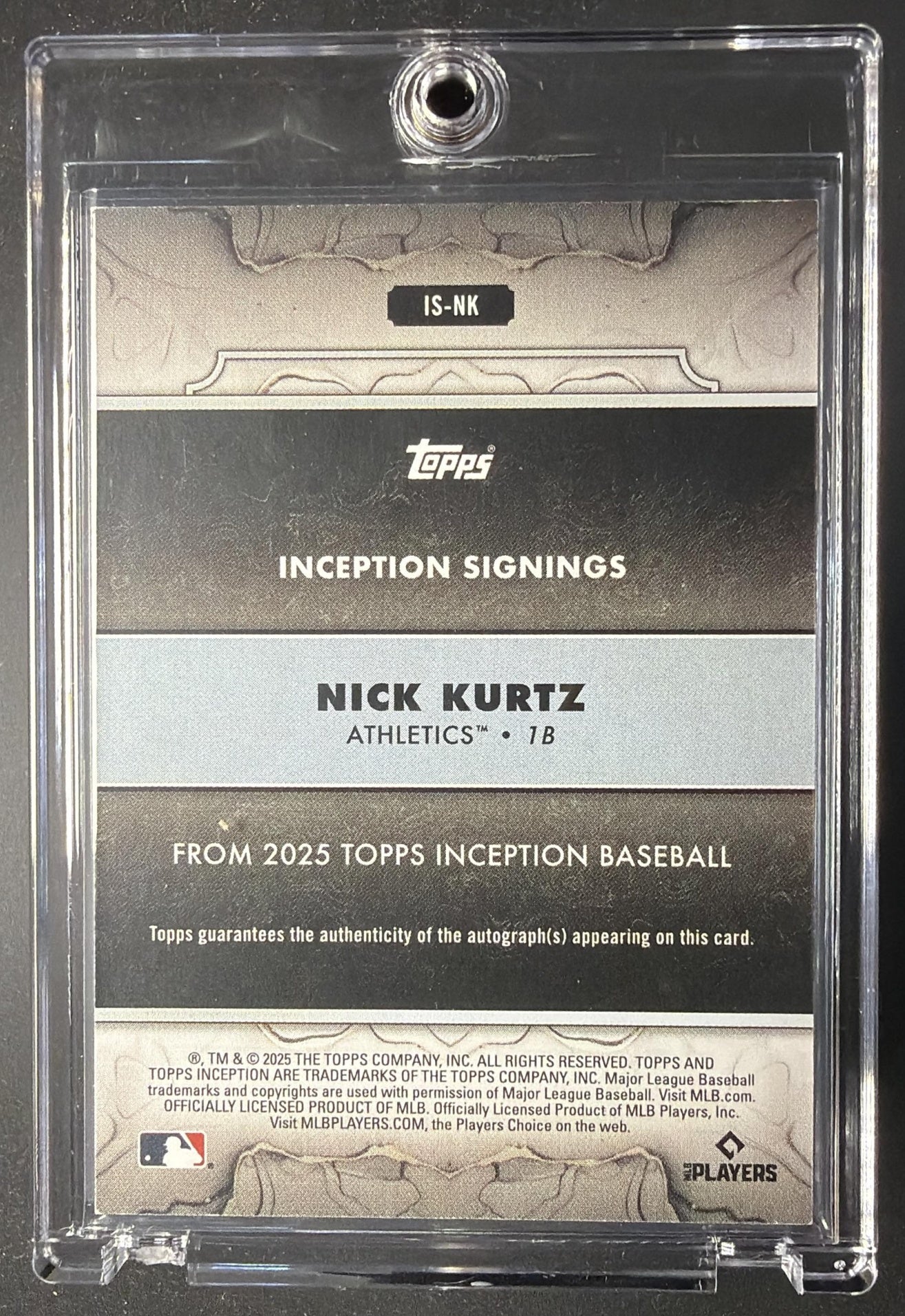 2025 Topps Inception Nick Kurtz #IS-NK Signings Gold 12/25 RC Auto