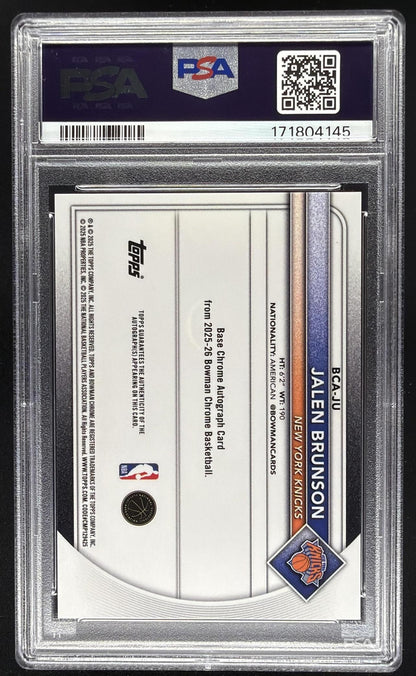 2025 Bowman Jalen Brunson #BCA-JU Orange Sapphire Auto /25 PSA 10