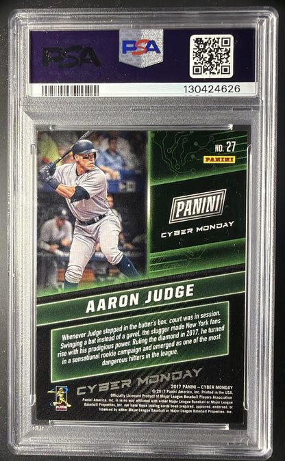 2017 Panini Donruss Aaron Judge #8 The Rookies Printing Plate Yellow 1/1 RC PSA 8