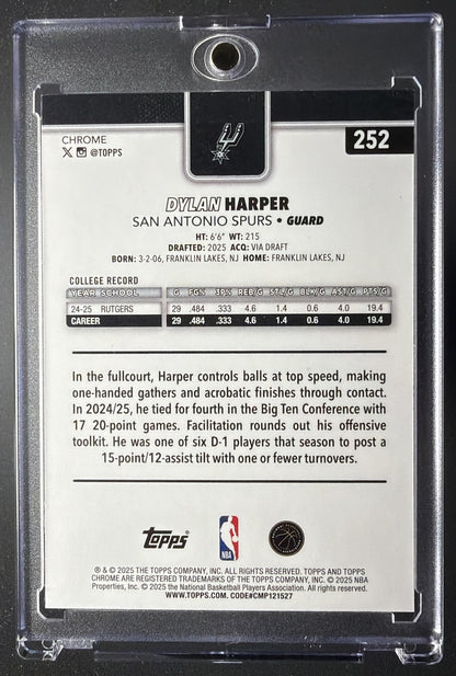 2025-26 Topps Chrome Dylan Harper #252 Image Variation RC SSP