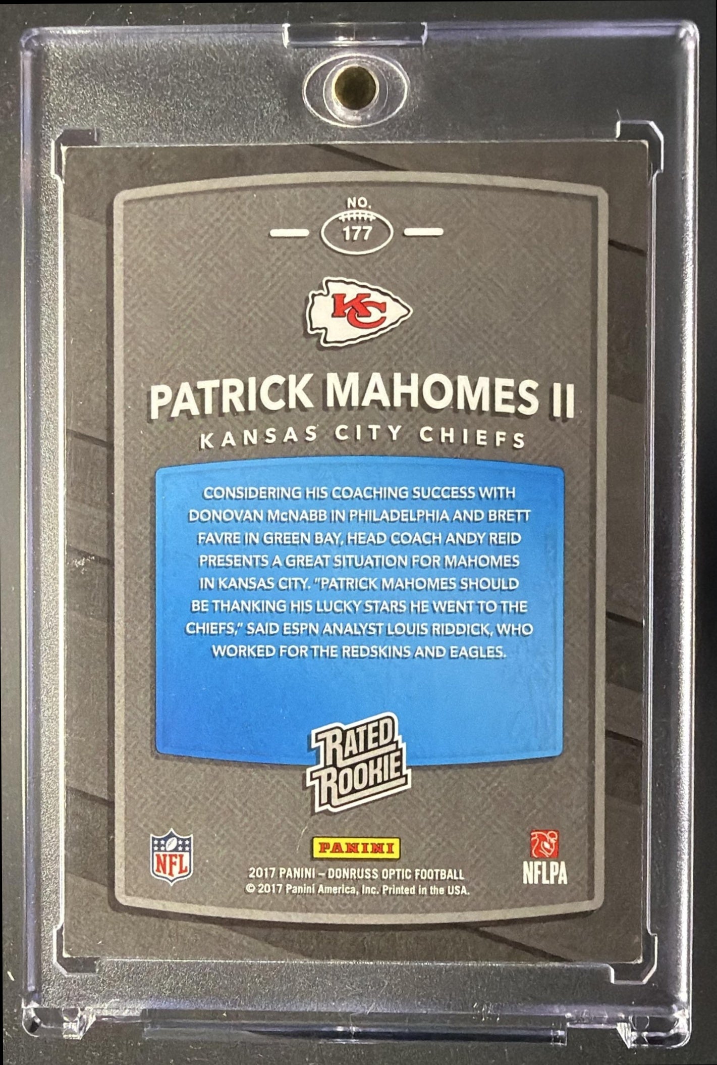 2017 Panini Donruss Optic Patrick Mahomes II #177 RC Rated Rookie DAMAGE