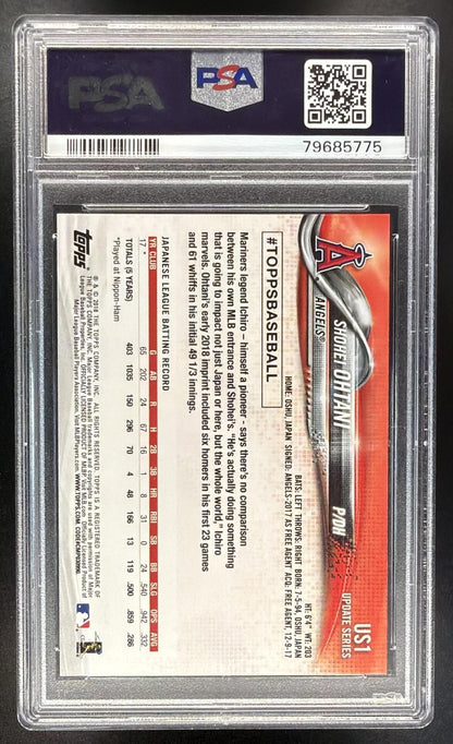 2018 Topps Update Shohei Ohtani #US1 RC PSA 9 Dodgers Angels