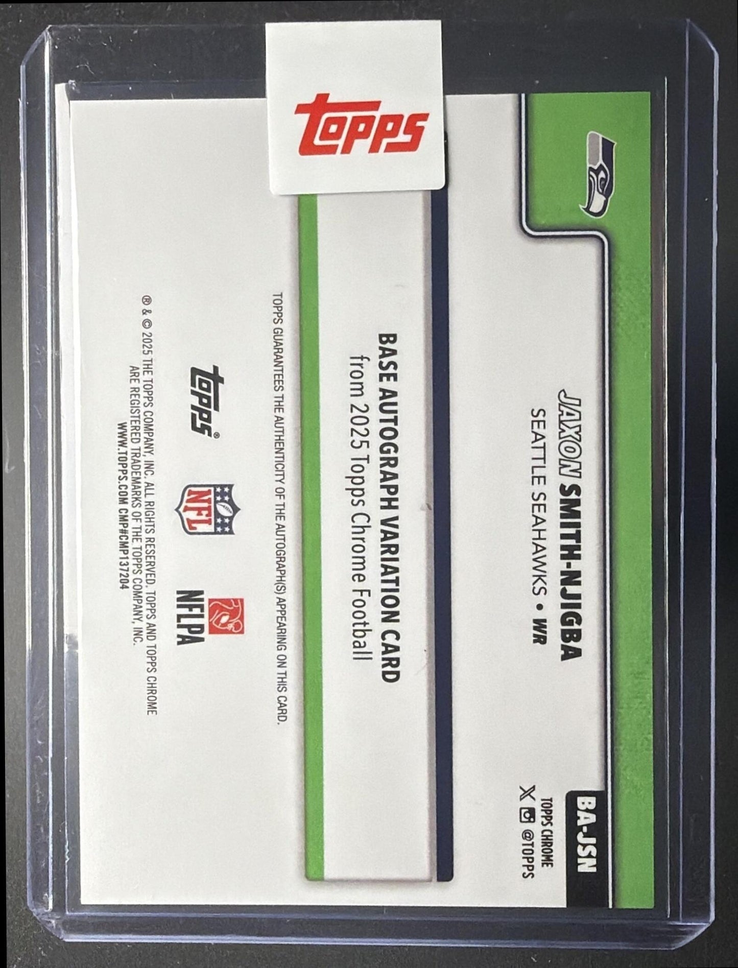 2025 Topps Chrome Jaxon Smith-Njigba #BA-JSN Auto Black Refractor 1/10