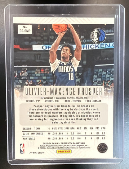 2023-24 Panini Prizm Deca NBA Olivier-Maxence Prosper #DS-OMP Gold Shimmer Auto 05/10 RC