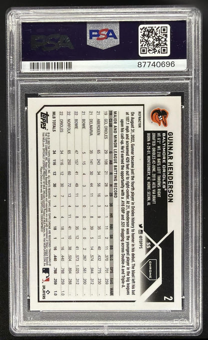 2023 Topps Chrome Gunnar Henderson #2 Refractor RC PSA 10