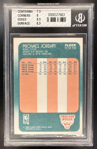 1988-89 Fleer Michael Jordan #17 BGS 8 3rd Year