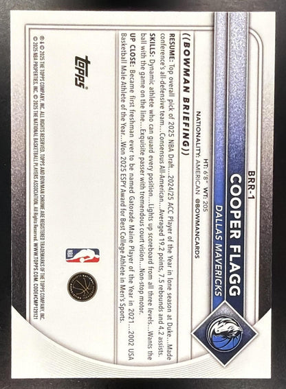 2025-26 Bowman Cooper Flagg #BRR-1 Chrome Red Rookie Variation SP RC