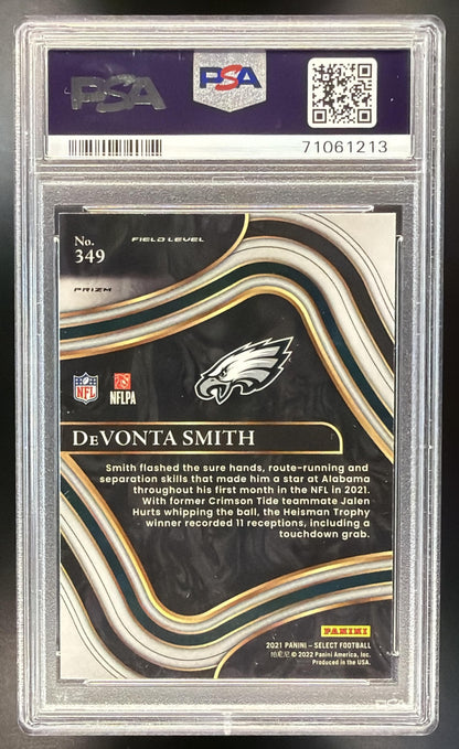 2021 Panini Select DeVonta Smith #349 Silver Prizm Field Level RC PSA 10 Eagles