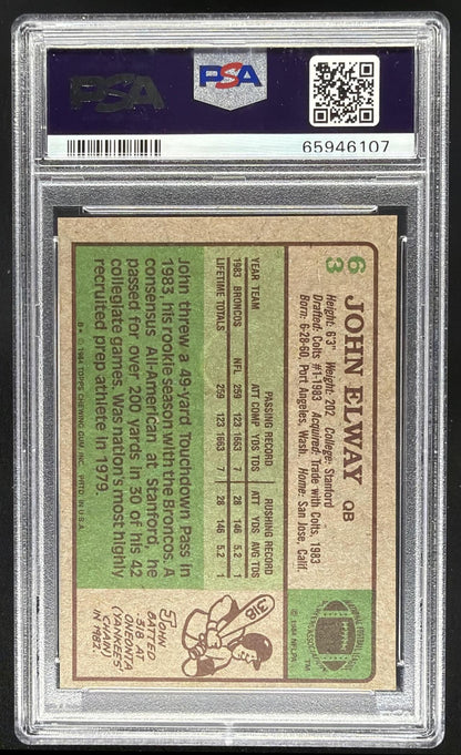 1984 Topps John Elway #63 RC PSA 6