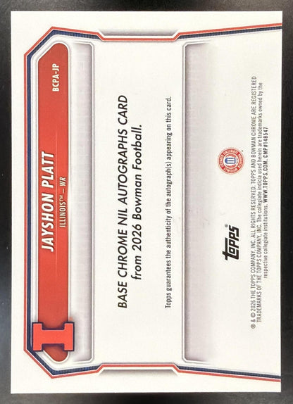 2026 Bowman Jayshon Platt #BCPA-JP Chrome Auto Black Geometric Refractor 10 /10 1st Prospect