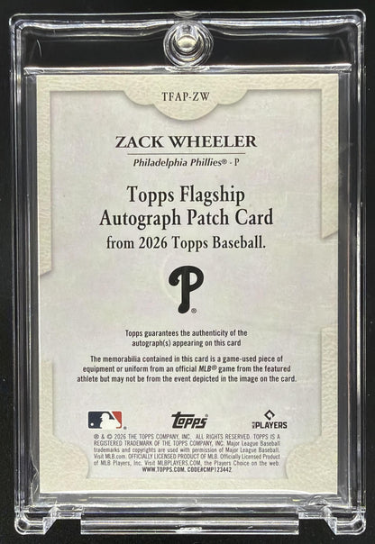 2026 Topps Series 2 Zack Wheeler #TFAP-ZW Auto Patch Red 4/5