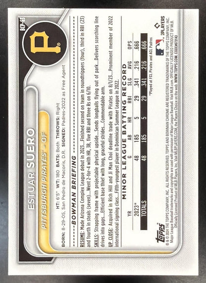 2024 Bowman Sapphire Estuar Suero #BCP-63 Red 1/5 1st Prospect