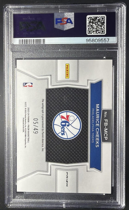 2023 Panini Prizm Maurice Cheeks #FB-MCP Fast Break Auto Blue Disco /49 PSA 10