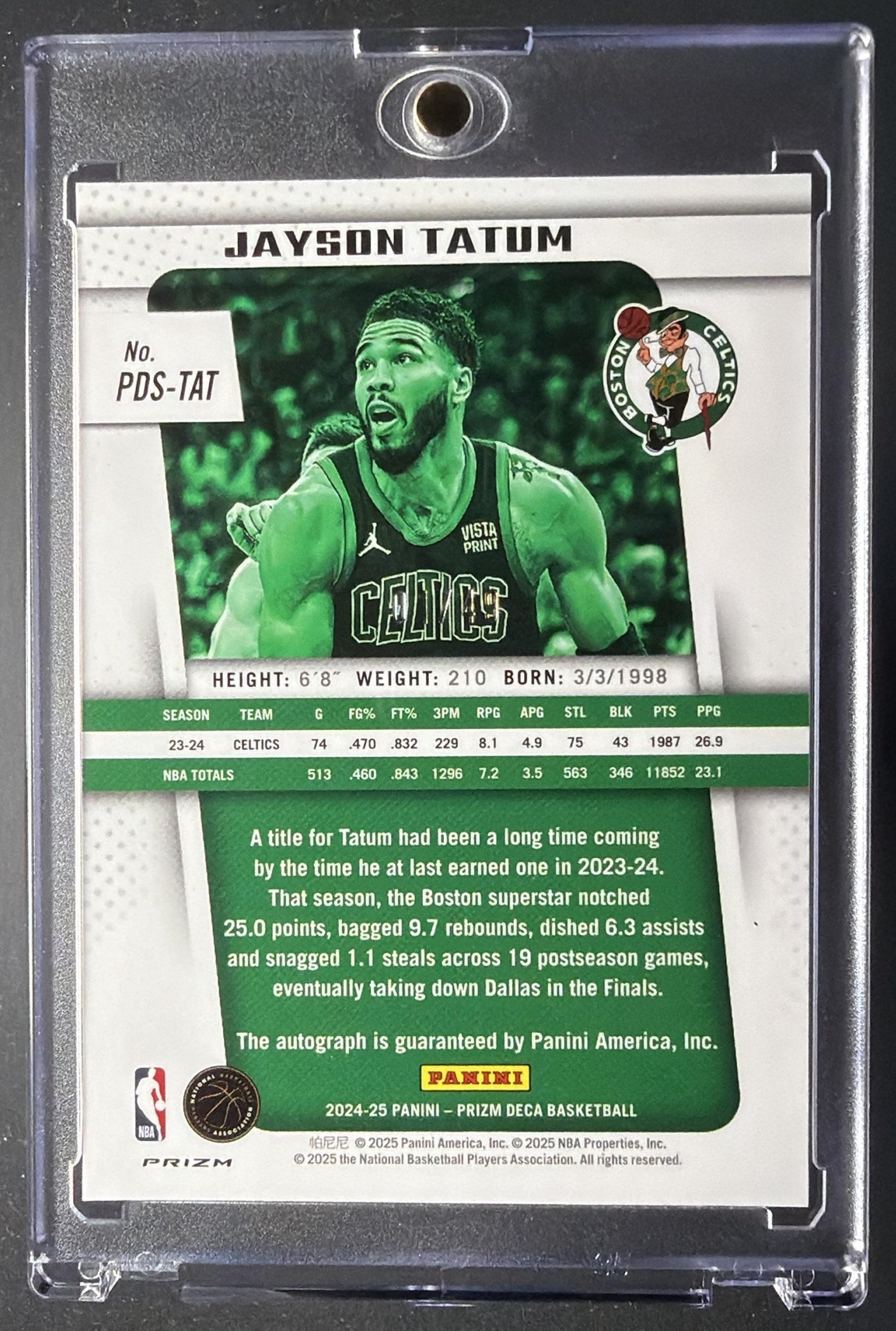 2024-25 Panini Prizm Deca Jayson Tatum #PDS-TAT Signatures Auto /49