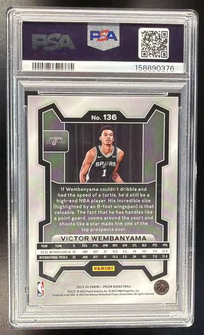 2023-24 Panini Prizm Victor Wembanyama #136 RC Spurs PSA 10