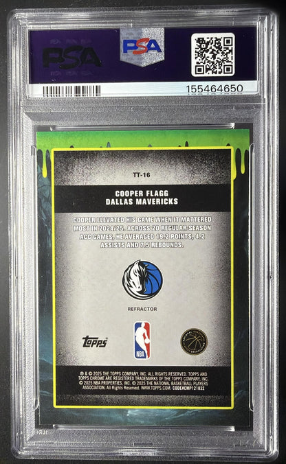 2025-26 Topps Chrome Cooper Flagg #TT-16 Tall Tales Refractor RC PSA 8