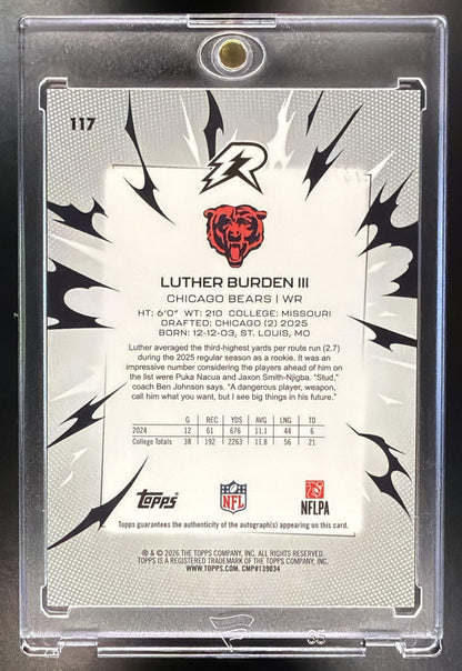 2025 Topps Resurgence Luther Burden III #117 Rookie Signatures Black and White Refractor /375 RC Auto