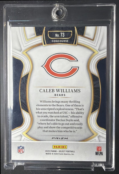 2025 Panini Select Caleb Williams #73 Concourse Zebra Prizm Shock