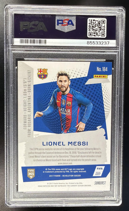 2017 Panini Revolution Lionel Messi #184 Sunburst PSA 10
