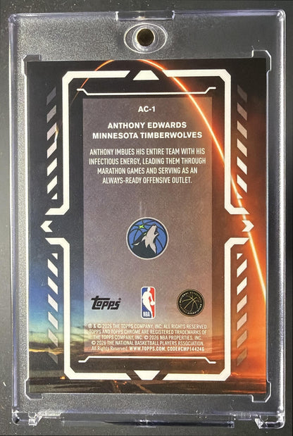 2025 Topps Chrome Update Anthony Edwards #AC-1 Activators Gold Geometric Refractor /50