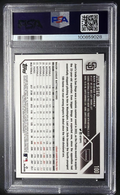 2023 Topps Chrome Juan Soto #100 Orange Refractor 22/25 PSA 10