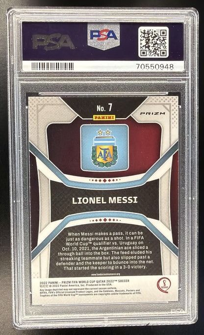2022-23 Panini Prizm World Cup Lionel Messi #7 Ice PSA 10