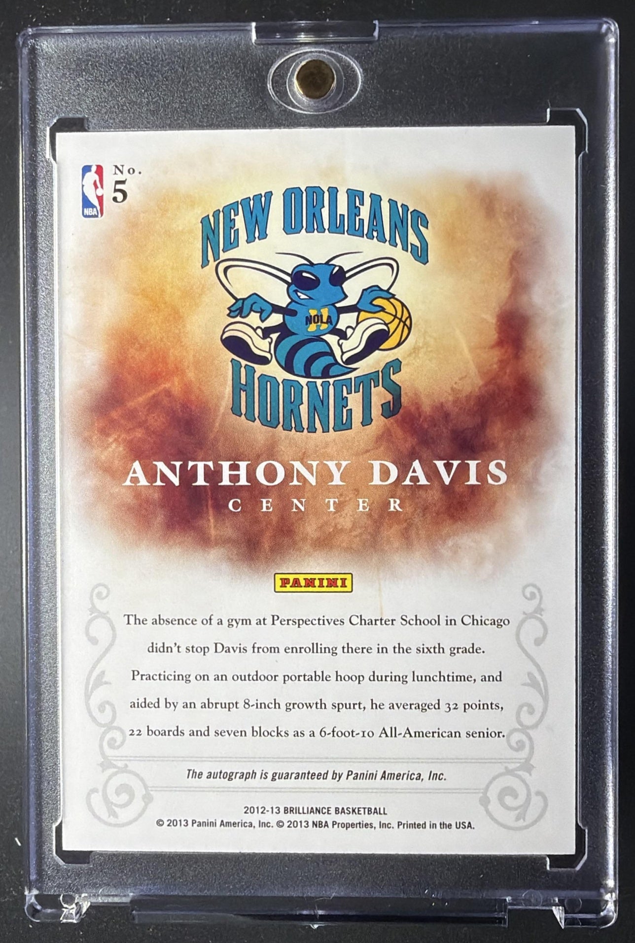 2012-13 Panini Brilliance Anthony Davis #5 Brilliant Beginnings Auto RC