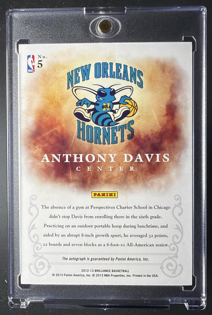 2012-13 Panini Brilliance Anthony Davis #5 Brilliant Beginnings Auto RC