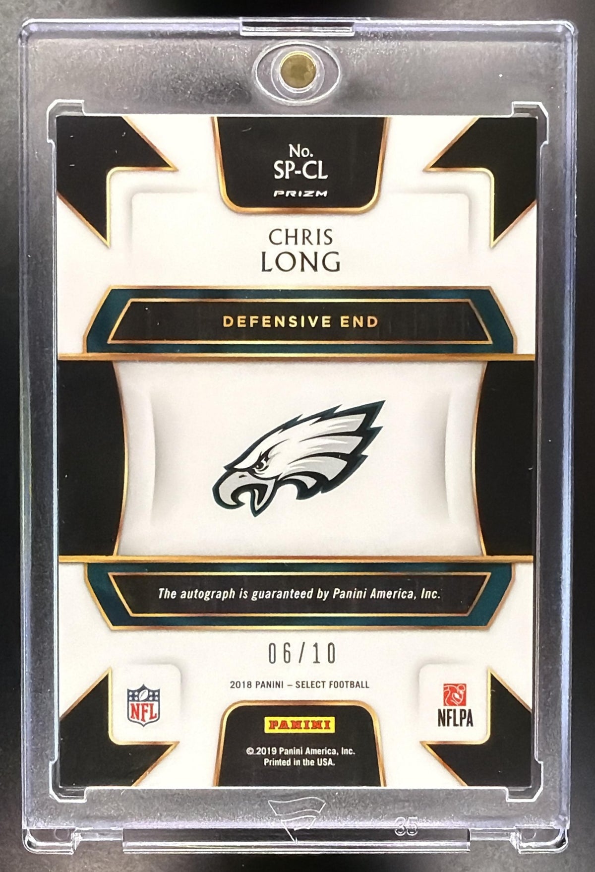 2018 Panini Select Chris Long #SP-CL Signatures Gold Prizm 6/10 Auto